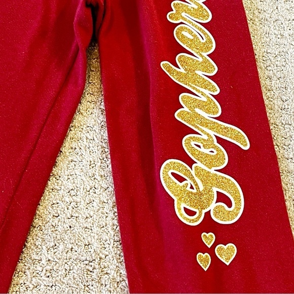 Minnesota Gophers Girls Burgundy Sweatpants Sz 8 Goldy U of M Fan Gear Sparkle - Picture 3 of 7